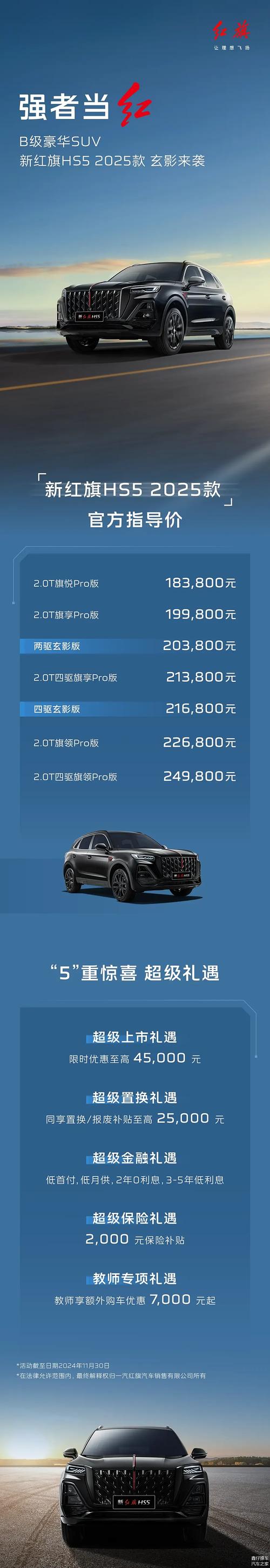 红旗hs5报价及配置参数/红旗hs5最新报价参数