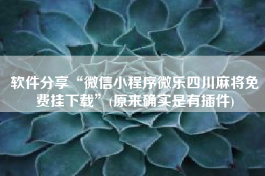 软件分享“微信小程序微乐四川麻将免费挂下载	”(原来确实是有插件)