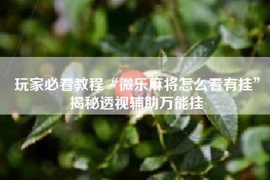 玩家必看教程“微乐麻将怎么看有挂”揭秘透视辅助万能挂