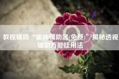 教程辅助“雀神辅助器(免费)”揭秘透视辅助万能挂用法